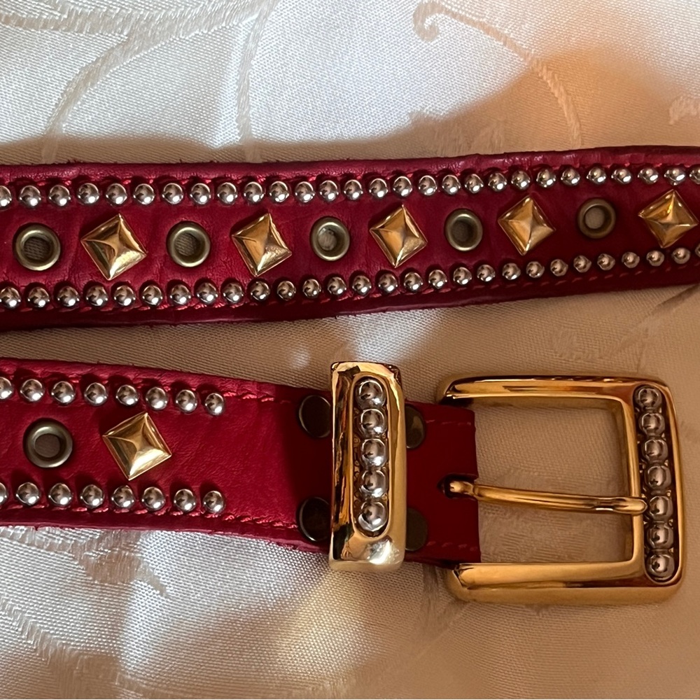 Red and Gold Decorative Leather Belt